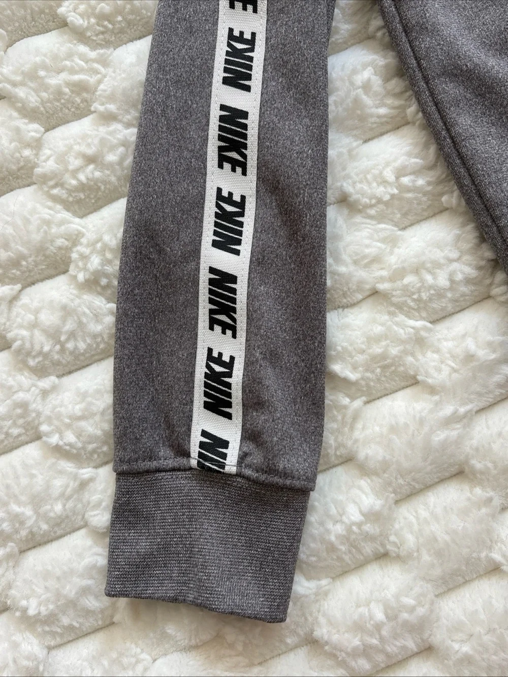 Nike Kids Full Zip Track Jacket White Logo Stripe Pockets Size 4-5 Years Gray